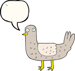 freehand drawn speech bubble cartoon bird