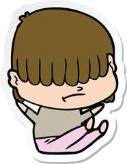 sticker of a cartoon boy with untidy hair