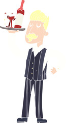 flat color illustration of waiter