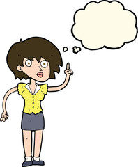 cartoon woman with question with thought bubble
