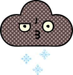 comic book style cartoon of a storm snow cloud