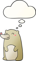 cute cartoon bear with thought bubble in smooth gradient style