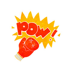 freehand retro cartoon boxing glove punching