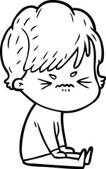 cartoon frustrated woman