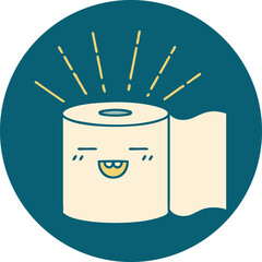 icon of a tattoo style toilet paper character