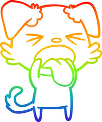 Fototapeta premium rainbow gradient line drawing of a cartoon disgusted dog