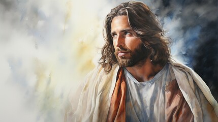 jesus christ wallpaper abstract watercolor - obrazy, fototapety, plakaty