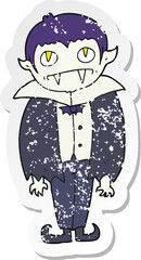 retro distressed sticker of a cartoon vampire boy