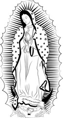 Ilustraci√≥n a mano alzada Virgen Nuestra Senora de Guadalupe - obrazy, fototapety, plakaty