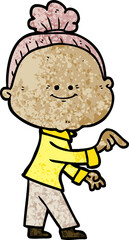 cartoon happy old woman