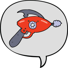 cartoon ray gun with speech bubble