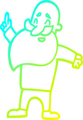 cold gradient line drawing of a cartoon man with beard