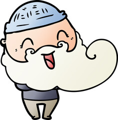 happy man with beard and winter hat