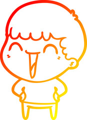 warm gradient line drawing of a cartoon happy man