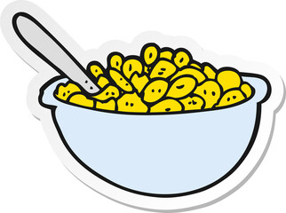 sticker of a cartoon bowl of cereal