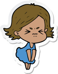 sticker of a cartoon angry woman
