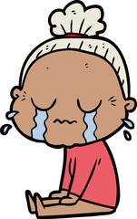 cartoon crying old lady