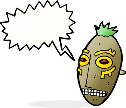 recommend clip art: cartoon tribal mask with speech bubble