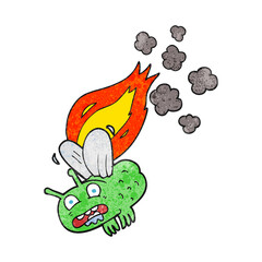 freehand textured cartoon fly crashign and burning