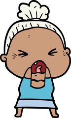 Fototapeta premium cartoon angry old woman