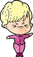 cartoon frustrated woman