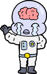 cartoon big brain alien crying