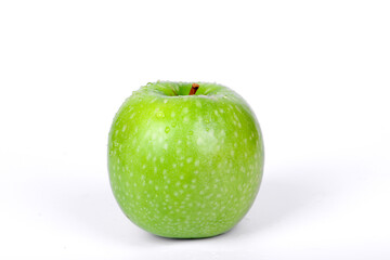 Green apple isolated on white background. Close up of fresh green apple.