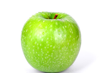Green apple isolated on white background. Close up of fresh green apple.