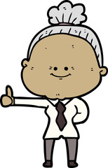 cartoon happy old woman
