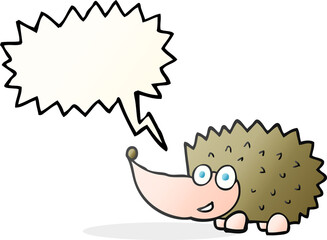 freehand drawn speech bubble cartoon hedgehog