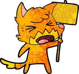 fox cartoon character with protest sign