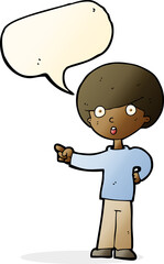 cartoon pointing boy with speech bubble