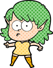 cartoon shocked elf girl