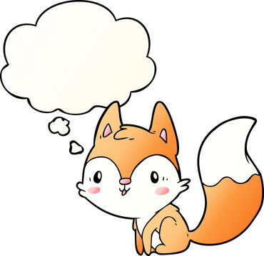 cartoon fox with thought bubble in smooth gradient style