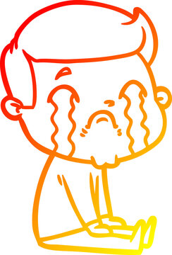 recommend clip art: warm gradient line drawing of a cartoon man crying