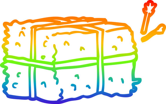 recommend clip art: rainbow gradient line drawing of a cartoon bale of hay