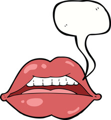 cartoon sexy lips symbol with speech bubble
