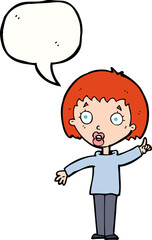 cartoon woman explaining her point with speech bubble