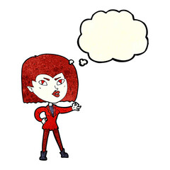 cartoon vampire girl with thought bubble