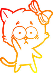 warm gradient line drawing of a cartoon cat