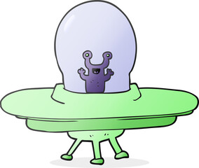freehand drawn cartoon alien spaceship