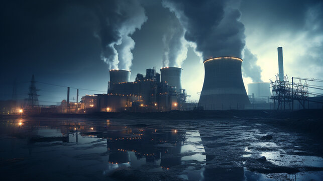 Nuclear power plant outdoors. 