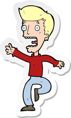 sticker of a cartoon terrified man