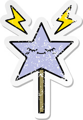 distressed sticker of a cute cartoon magic wand