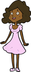 cartoon happy woman in dress