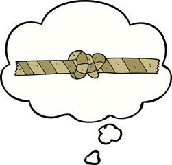 cartoon knotted rope with thought bubble