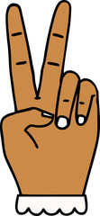 Retro Tattoo Style peace symbol two finger hand gesture
