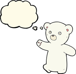 cartoon polar bear cub with thought bubble