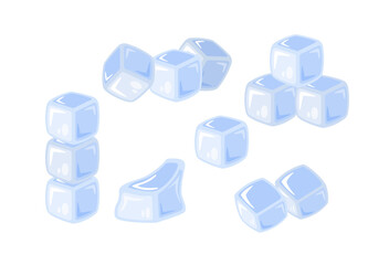 Ice cubes vector set