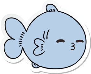 sticker of a quirky hand drawn cartoon fish